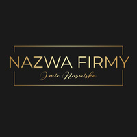 Logo na czarnym tle litery z żółtego złota czcionka klasyczna w prostokątnej ramce