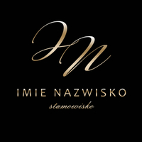 Logo na czarnym tle litery z żółtego złota czcionka klasyczna 