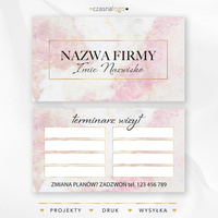 Elegancki projekt terminarza wizyt ze złotymi dodatkami na różowym marmurowym tle