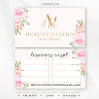 Kwiatowy terminarzyk wizyt ze złotymi dodatkami