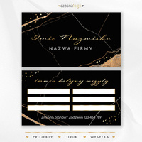 Projekt terminarzyka wizyt ze złotą czcionką na czarnym tle