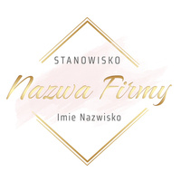 Logo na różowym tle ze złotymi literami czcionka ozdobna