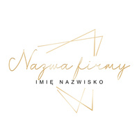 Logo na białym tle ze złotą, pisaną czcionką i ozdobną ramką