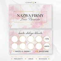 Marmurowy projekt karty stałego klienta z elegancką pisaną czcionką