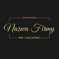 Logo na czarnym tle litery z żółtego złota czcionka ozdobna w prostokątnej ramce