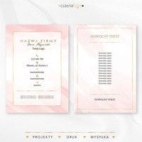 Złocony projekt ulotki na akwarelowym różowym tle