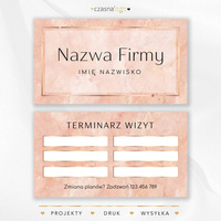 Różowy marmurowy projekt terminarzyka wizyt ze złotymi dodatkami