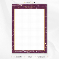 Notes w kratkę ze złotymi dodatkami na fioletowym tle