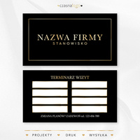 Złocony projekt czarnego terminarzyka wizyt na intensywnym tle