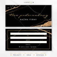 Projekt vouchera podarunkowego ze złotą elegancką czcionką