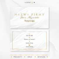 Elegancki projekt złoconej wizytówki na satynowym białym tle