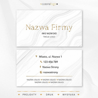 Delikatny projekt złoconej wizytówki na biało szarym marmurze