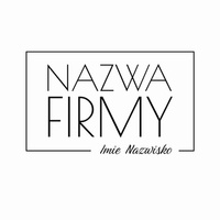 Logo na białym tle z czarnymi literami czcionka klasyczna w prostokątnej ramce