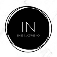 Logo na białym tle litery czarne koło czcionka klasyczna litery białe