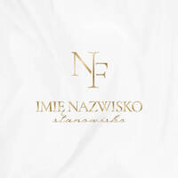 Złoty projekt logo w stylu glamour na białym satynowym tle