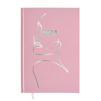 Kalendarz książkowy dzienny godzinowy A5 różowa okładka ze srebrną naklejką