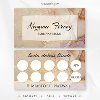 Beżowy wzór karty stałego klienta z dodatkiem złota