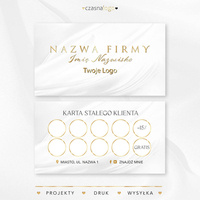 Bialy złocony projekt karty stałego klienta na satynowym tle