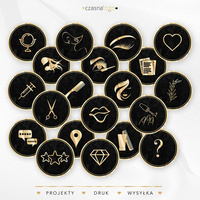 Pakiet 20 okładek do relacji wyróżnionych na Instagramie czarny marmur + złoto