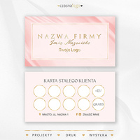 Różowy złocony projekt karty stałego klienta na satynowym tle