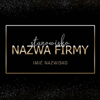 Logo na czarnym tle litery z żółtego złota czcionka klasyczna w prostokątnej ramce