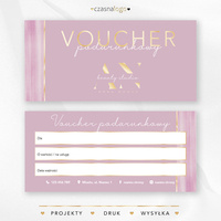 Kobiecy projekt vouchera podarunkowego w różowym kolorze i pisaną czcionką