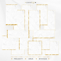 Pakiet 17 teł do postów i relacji biały marmur + złoty