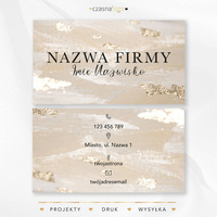 Projekt beżowej wizytówki z dodatkiem imitacji złotej folii