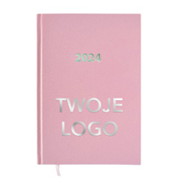 Kalendarz książkowy dzienny godzinowy A5 różowa okładka z Twoim logo