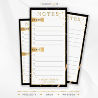 Czarny projekt notesu do planowania ze złotą czionką