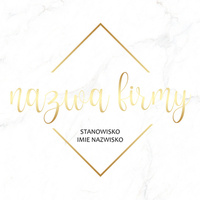 Logo na białym tle ze złotymi literami czcionka ozdobna