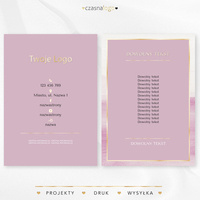 Kobiecy projekt ulotki naróżowym tle i złotymi dodatkami