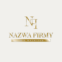 Złocone eleganckie logo z inicjałami na beżowym tle