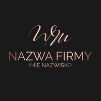 Logo na czarnym tle ze złotymi literami czcionka klasyczna
