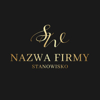 Logo na czarnym tle litery z żółtego złota czcionka klasyczna