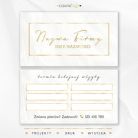 Glamour projekt złoconego terminarzyka wizyt na białym piórkowym tle