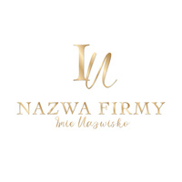 Złote logo z eleganckimi inicjałami i pisaną czcionką