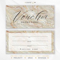 Marmurowy projekt vouchera podarunkowego ze złotymi dodatkami