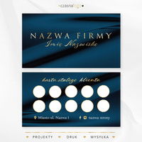 Niebieski złocony projekt karty stałego klienta na satynowym tle