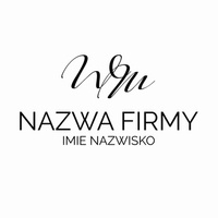 Logo na białym tle z czarnymi literami czcionka klasyczna