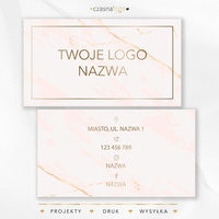 Projekt wizytówki różowy marmur i złota czcionka