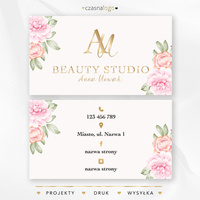 Botaniczny wzór wizytówki na jasnym pudrowym tle