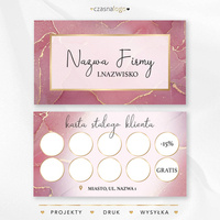 Różowy wzór karty stałego klienta z dodatkiem złota