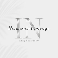 Srebrzone eleganckie logo z inicjałami na szarym tle