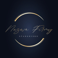 Złocony projekt logo z pisaną czcionką na ciemnym niebieskim tle