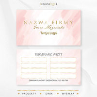 Złocony projekt terminarzyka wizyt na delikatnym różowym tle