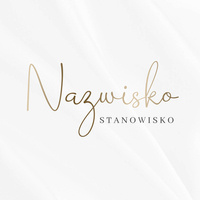 Logo na białym tle ze złotymi literami pismo odręczne