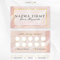 Elegancki projekt złoconej karty stałego klienta na beżowym tle