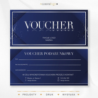 Elegancki ciemny niebieski voucher podarunkowy z dodatkiem srebrnego pyłku