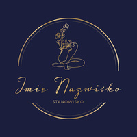 Złocony projekt logo z motywem nóg i kwiatów w okręgu